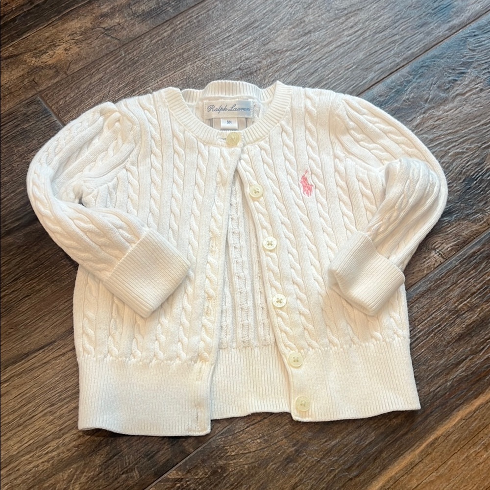 Ralph Lauren White Cable Knit Cardigan